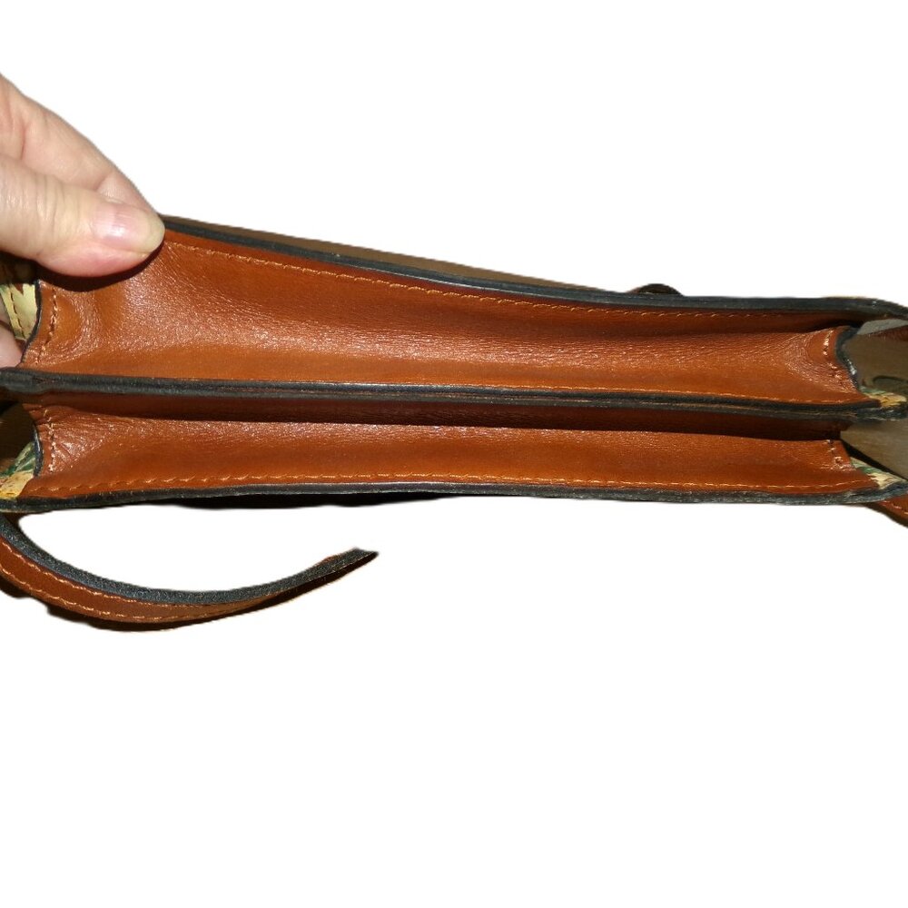 Patricia Nash Floral Leather Crossbody in Brown and Yellow - Picture 9 of 14